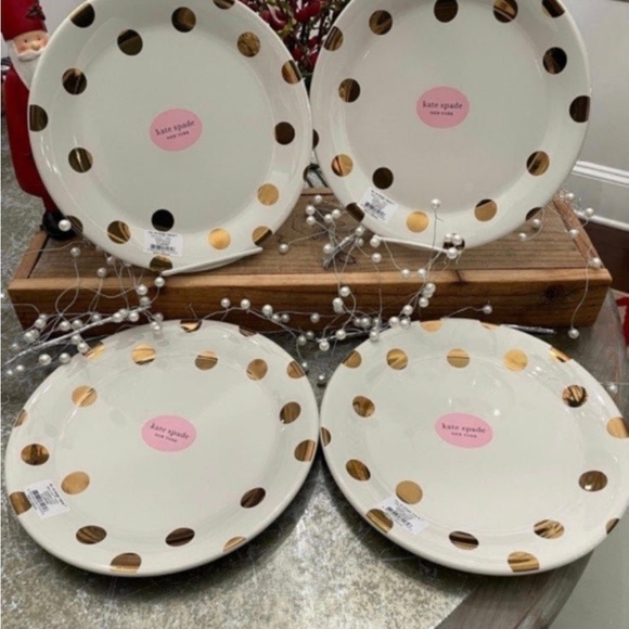 KATE SPADE NEW GOLD POLKA DOT “ALL IN GOOD TASTE” FINE CHINA - Picture 6 of 9